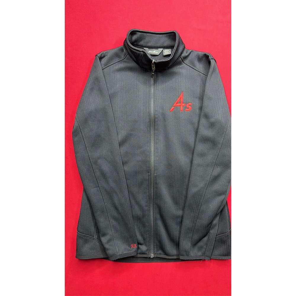 Eddie Bauer Mens Black Full Zip Fleece Jacket Textured Waffle Knit Size Medium - Picture 6 of 6